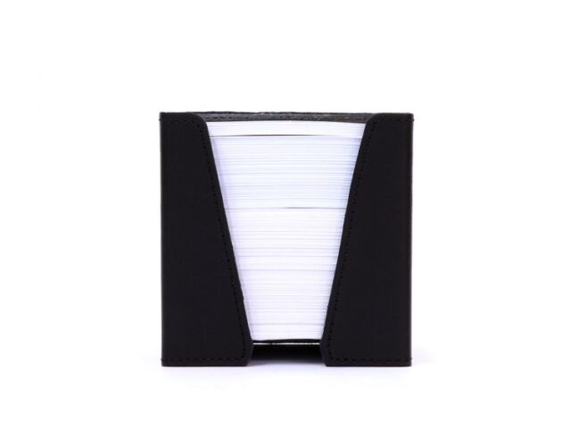 Lavoisier Maroquinier - Cube à mémos en cuir noir