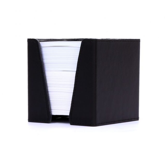 Lavoisier Maroquinier - Cube à mémos en cuir noir