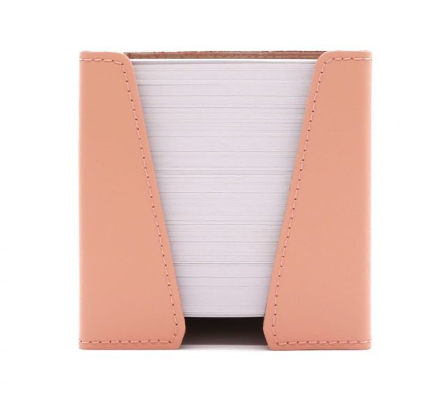 Lavoisier Maroquinier - Cube à mémos en cuir rose