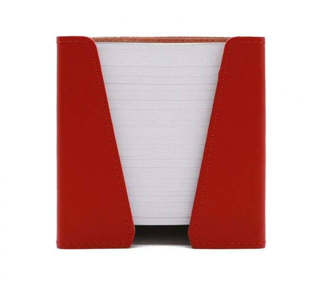 Lavoisier Maroquinier - Cube à mémos en cuir rouge coquelicot