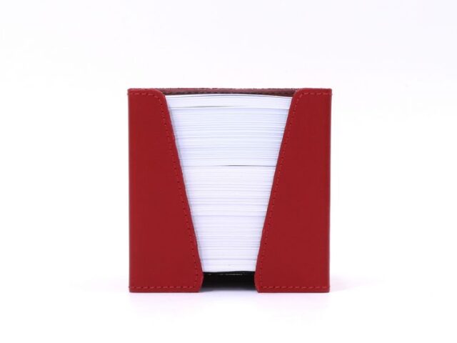Lavoisier Maroquinier - Cube à mémos en cuir rouge coquelicot