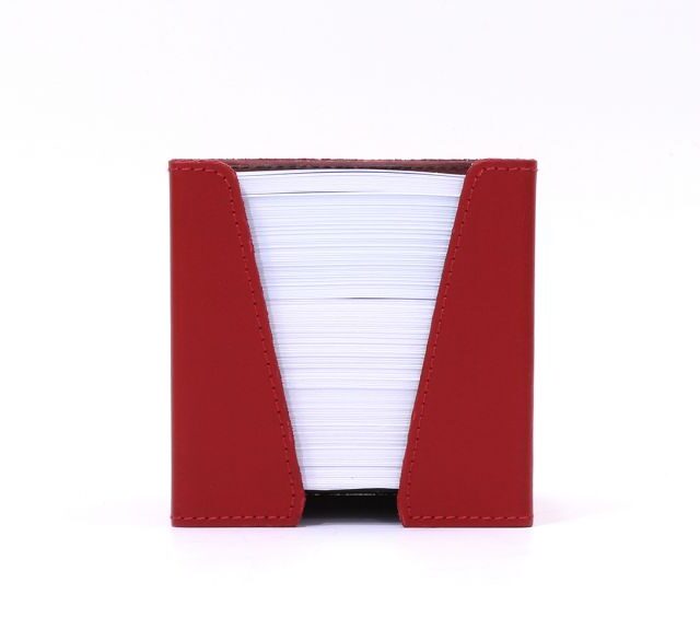 Lavoisier Maroquinier - Cube à mémos en cuir rouge coquelicot