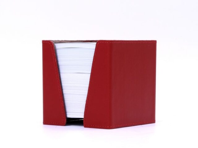 Lavoisier Maroquinier - Cube à mémos en cuir rouge coquelicot
