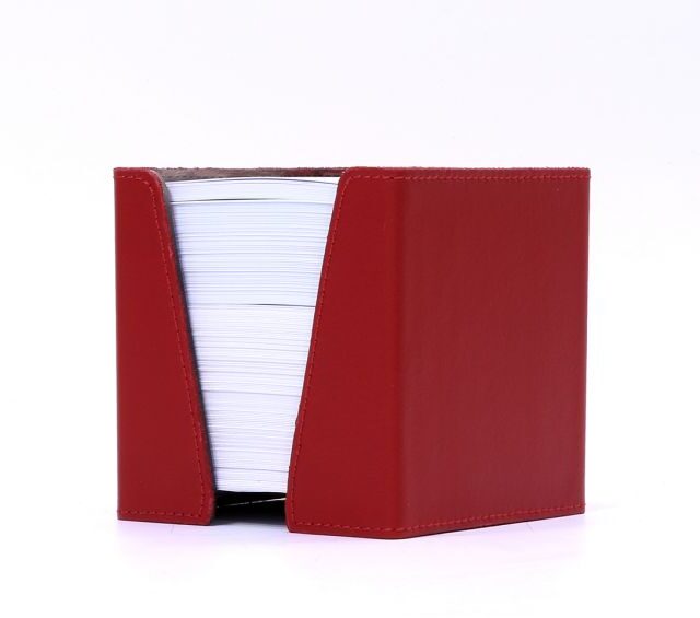 Lavoisier Maroquinier - Cube à mémos en cuir rouge coquelicot