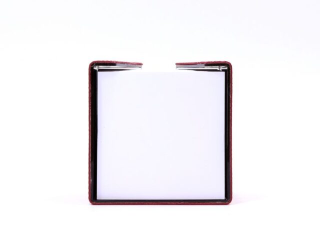 Lavoisier Maroquinier - Cube à mémos en cuir rouge coquelicot