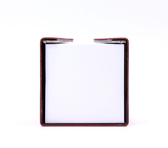 Lavoisier Maroquinier - Cube à mémos en cuir rouge coquelicot