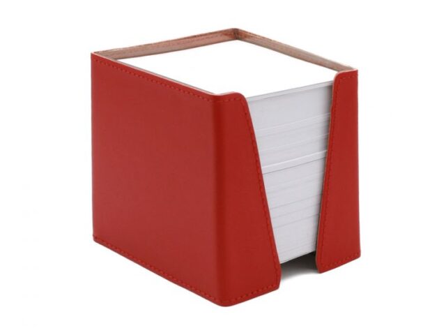 LAVOISIER Maroquinier - Cube à mémos en cuir rouge coquelicot