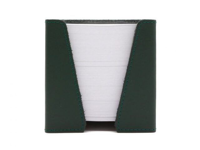 Lavoisier Maroquinier - Cube à mémos en cuir vert anglais