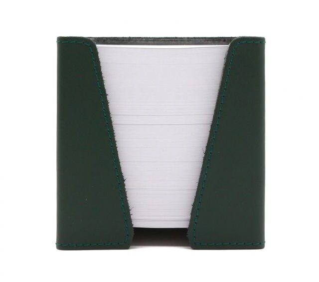 Lavoisier Maroquinier - Cube à mémos en cuir vert anglais