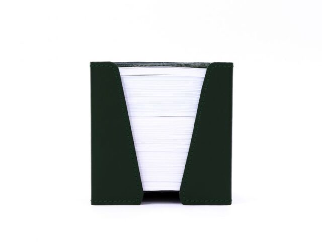 Lavoisier Maroquinier - Cube à mémos en cuir vert anglais