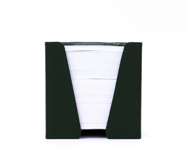 Lavoisier Maroquinier - Cube à mémos en cuir vert anglais