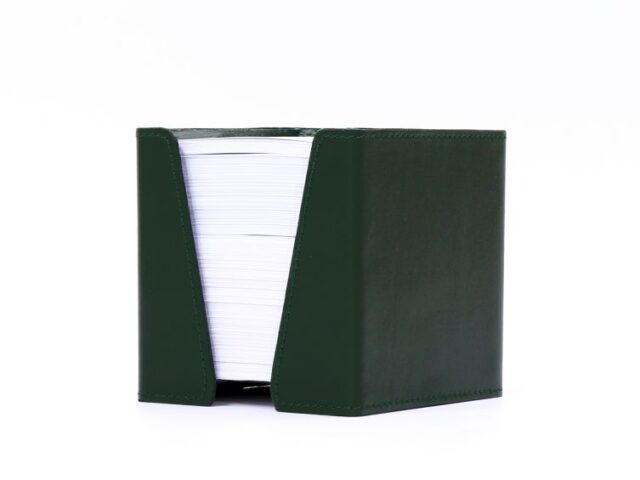 Lavoisier Maroquinier - Cube à mémos en cuir vert anglais