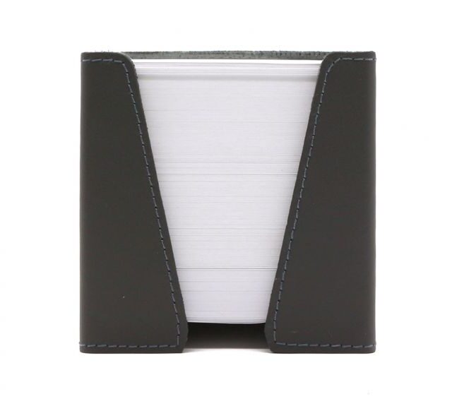 Lavoisier Maroquinier - Cube à mémos en cuir gris fer