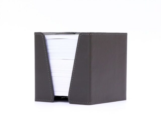 Lavoisier Maroquinier - Cube à mémos en cuir gris fer