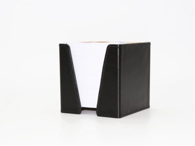 Lavoisier Maroquinier - Cube à mémos en cuir gris fer