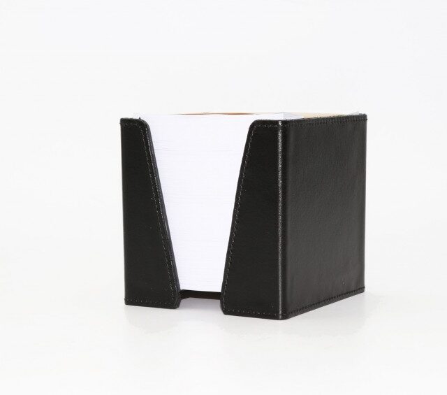 Lavoisier Maroquinier - Cube à mémos en cuir gris fer