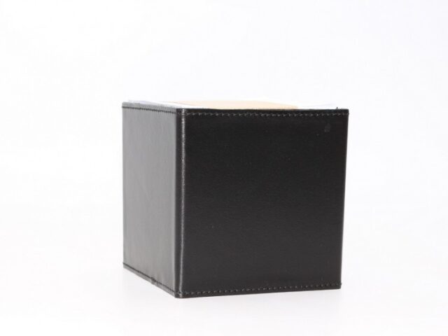 Lavoisier Maroquinier - Cube à mémos en cuir gris fer