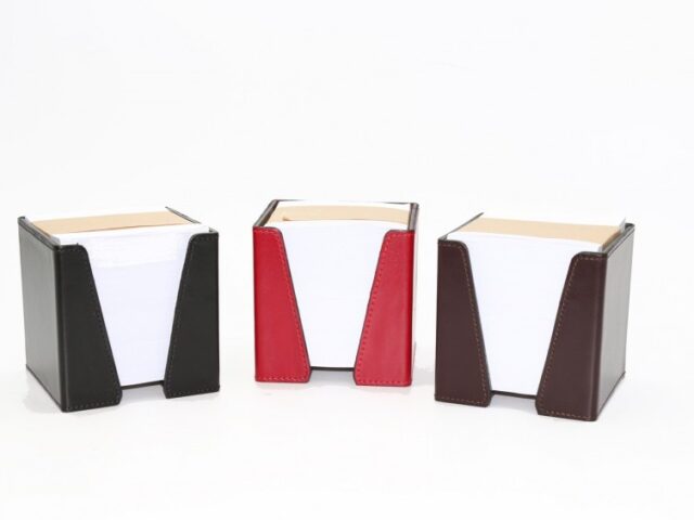 Lavoisier Maroquinier - Cube à mémos en cuir gris fer