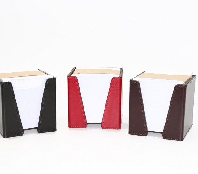 Lavoisier Maroquinier - Cube à mémos en cuir gris fer