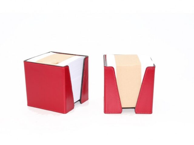 Lavoisier Maroquinier - Cube à mémos en cuir gris fer