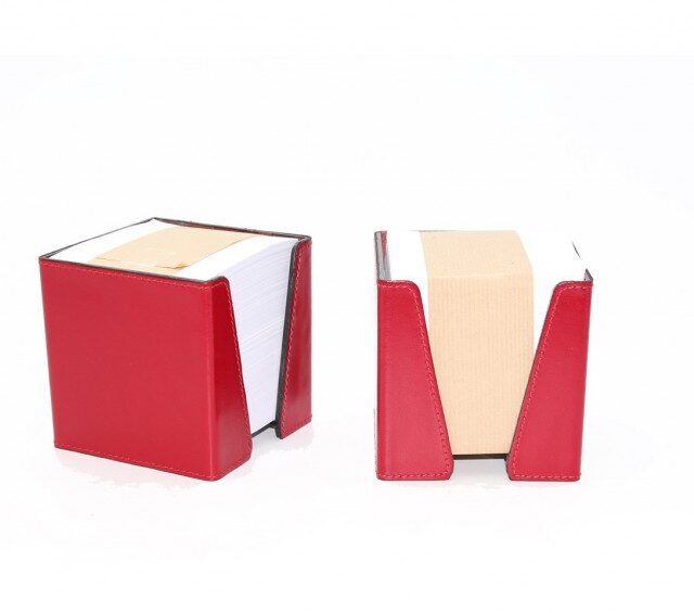 Lavoisier Maroquinier - Cube à mémos en cuir gris fer