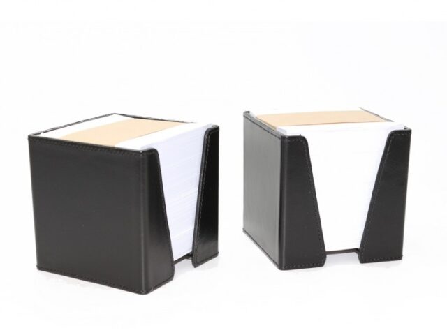 Lavoisier Maroquinier - Cube à mémos en cuir gris fer