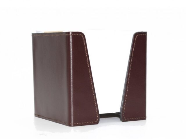 Lavoisier Maroquinier - Cube à mémos en cuir gris fer