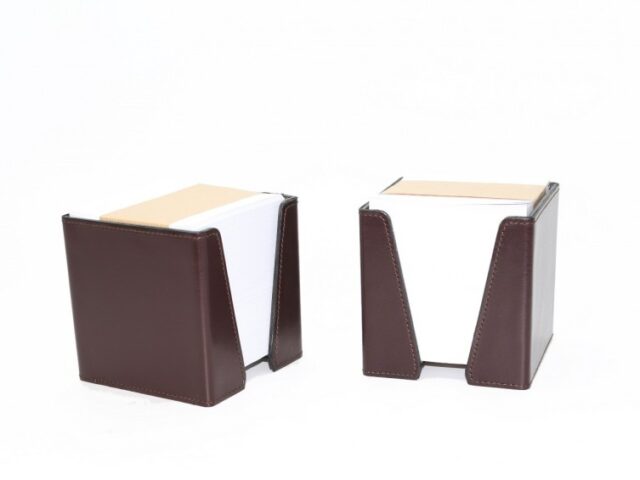 Lavoisier Maroquinier - Cube à mémos en cuir gris fer