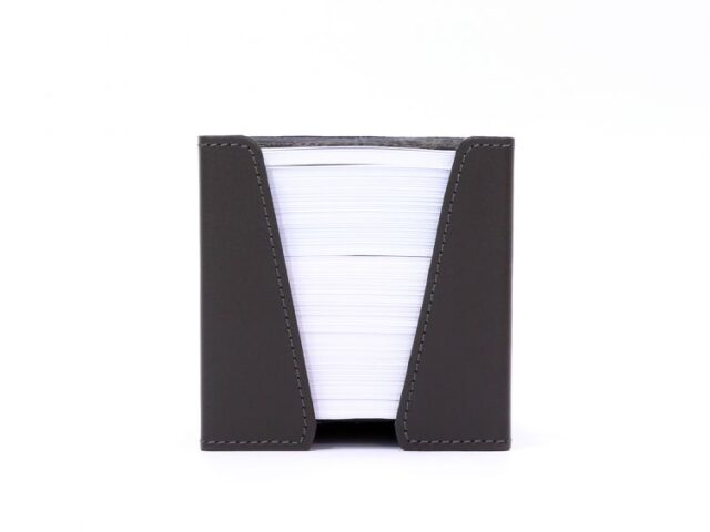 Lavoisier Maroquinier - Cube à mémos en cuir gris fer