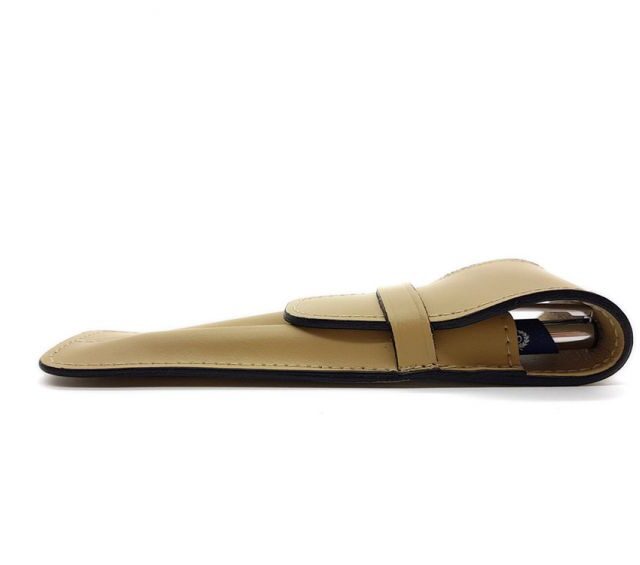 Lavoisier Maroquinier - Etui 2 stylos en cuir beige - ET502