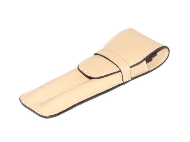 Lavoisier Maroquinier - Etui 2 stylos en cuir beige - ET502
