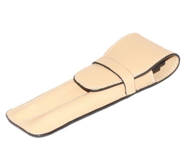 Lavoisier Maroquinier - Etui 2 stylos en cuir beige - ET502