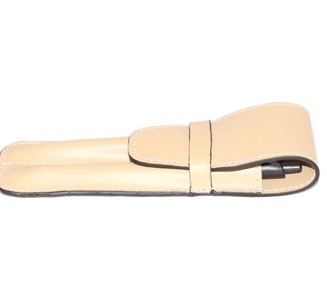 Lavoisier Maroquinier - Etui 2 stylos en cuir beige - ET502