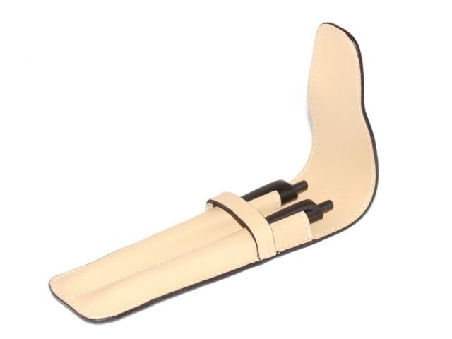 Lavoisier Maroquinier - Etui 2 stylos en cuir beige - ET502