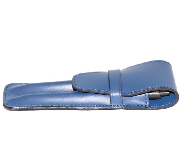 Lavoisier Maroquinier - Etui 2 stylos en cuir bleu - ET502