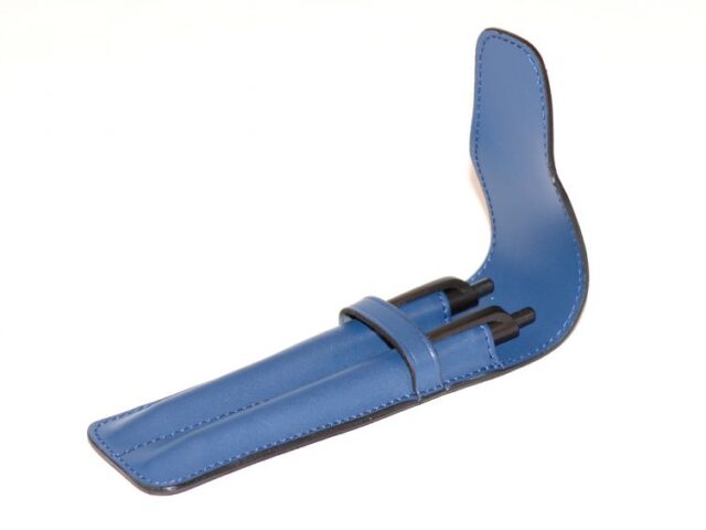 Lavoisier Maroquinier - Etui 2 stylos en cuir bleu - ET502