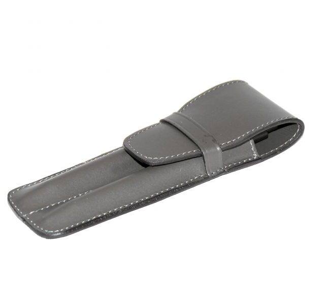 Lavoisier Maroquinier - Etui 2 stylos en cuir gris - ET502