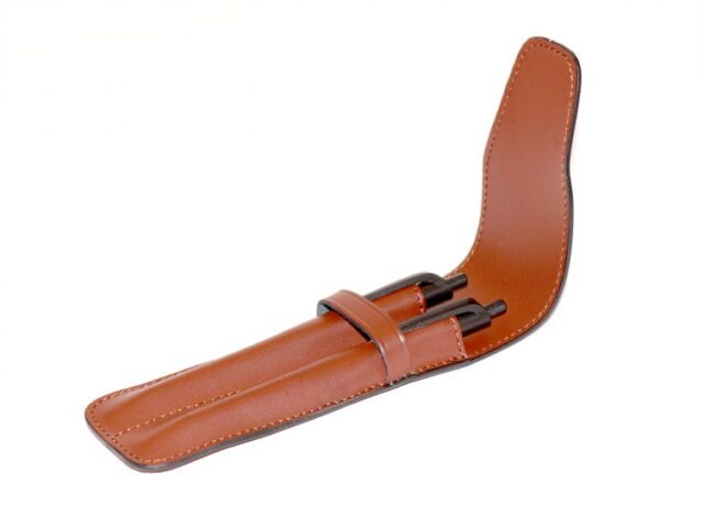 Lavoisier Maroquinier - Etui 2 stylos en cuir marron - ET502