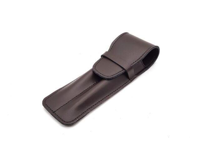 Lavoisier Maroquinier - Etui 2 stylos en cuir marron foncé - ET502