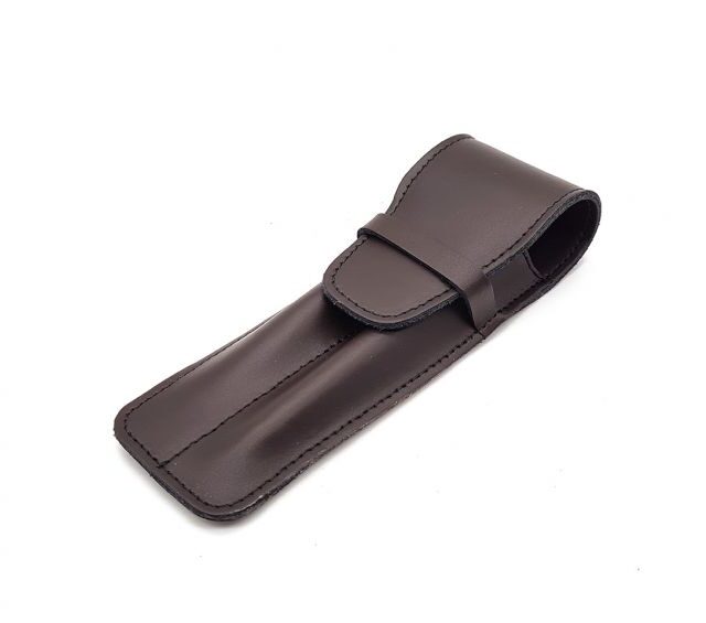 Lavoisier Maroquinier - Etui 2 stylos en cuir marron foncé - ET502