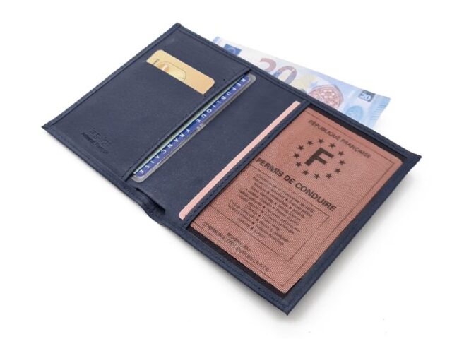 La Guêpe - Petite Maroquinerie - Fin portefeuille "Luxe" en cuir bleu protège l'essentiel - 12 cm - PM-021-01