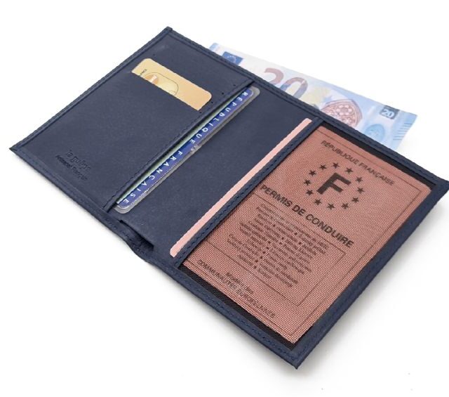 La Guêpe - Petite Maroquinerie - Fin portefeuille "Luxe" en cuir bleu protège l'essentiel - 12 cm - PM-021-01