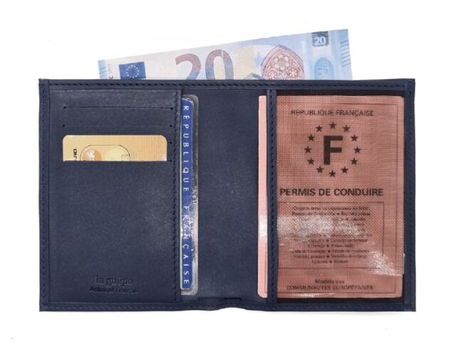 La Guêpe - Petite Maroquinerie - Fin portefeuille "Luxe" en cuir bleu protège l'essentiel - 12 cm - PM-021-01