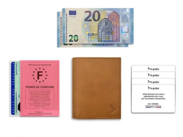 La Guêpe - Petite Maroquinerie - Fin portefeuille "Luxe" en cuir gold protège l'essentiel - 12 cm - PM-021-01