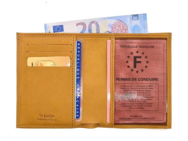 La Guêpe - Petite Maroquinerie - Fin portefeuille "Luxe" en cuir gold protège l'essentiel - 12 cm - PM-021-01