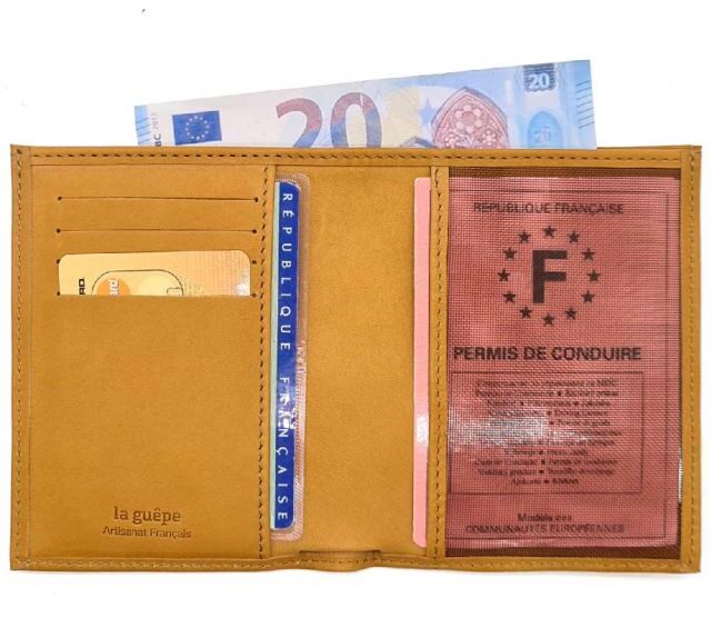 La Guêpe - Petite Maroquinerie - Fin portefeuille "Luxe" en cuir gold protège l'essentiel - 12 cm - PM-021-01