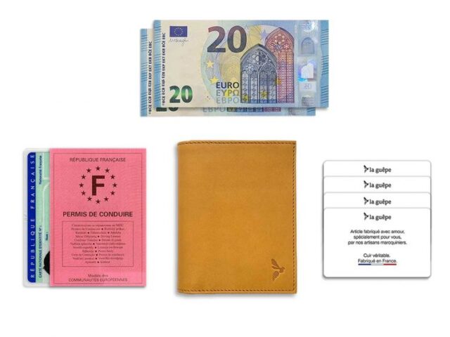 La Guêpe - Petite Maroquinerie - Fin portefeuille "Luxe" en cuir gold protège l'essentiel - 12 cm - PM-021-01