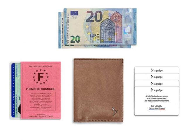 La Guêpe - Petite Maroquinerie - Fin portefeuille "Luxe" en cuir marron protège l'essentiel - 12 cm - PM-021-01