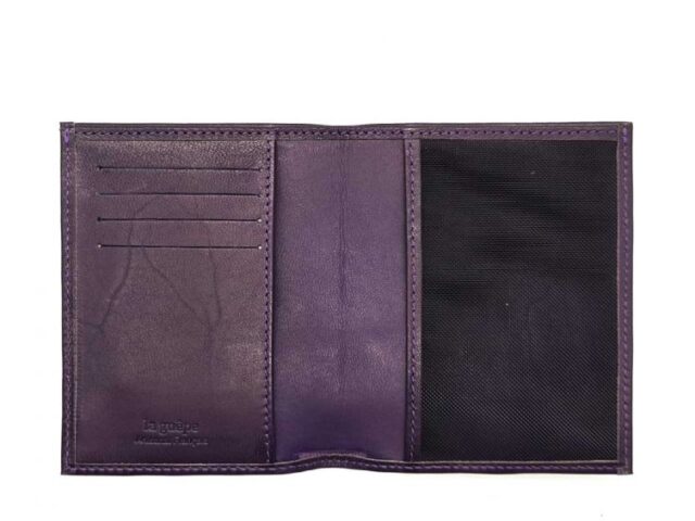 La Guêpe - Petite Maroquinerie - Fin portefeuille "Luxe" en cuir myrtille protège l'essentiel - 12 cm - PM-021-01