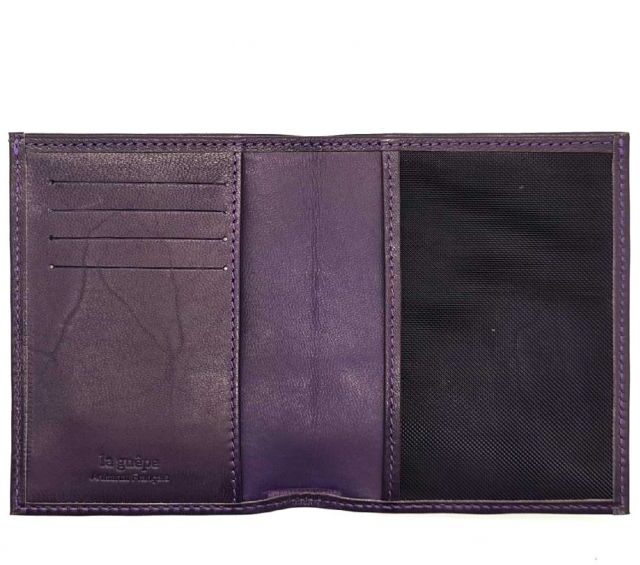 La Guêpe - Petite Maroquinerie - Fin portefeuille "Luxe" en cuir myrtille protège l'essentiel - 12 cm - PM-021-01